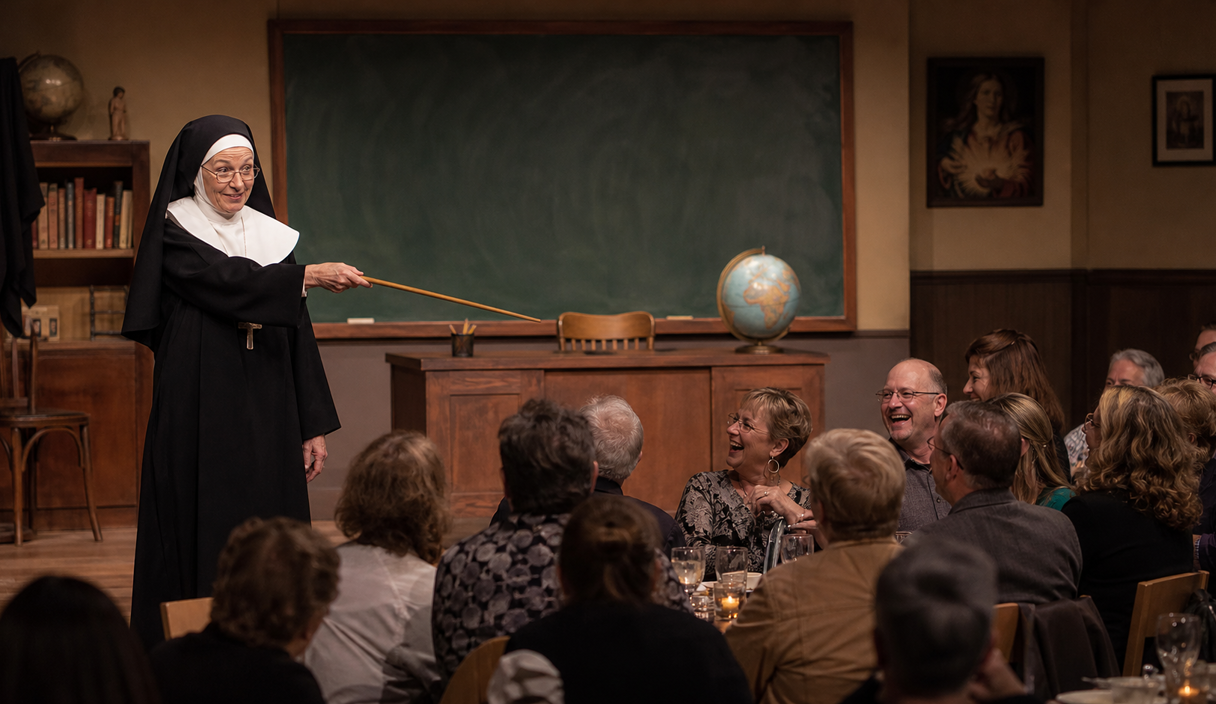 Late Nite Catechism 3 turns marriage and last rites into interactive comedy cover image