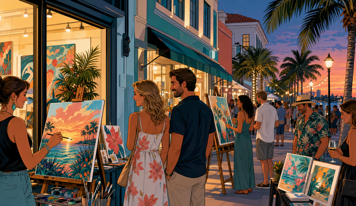 Monthly Art Walk lines downtown Fort Myers with artists in August cover image